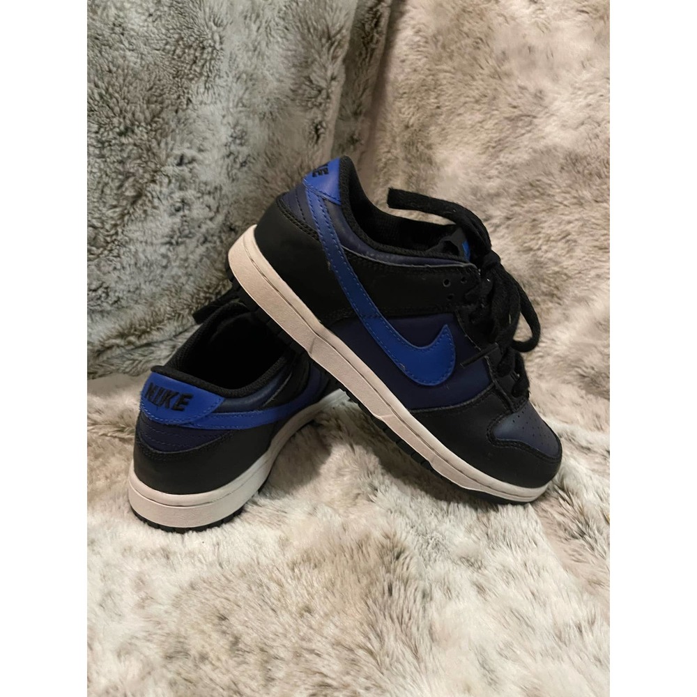 USED Midnight Blue Dunks Boys Kids 1.5Y youth white black